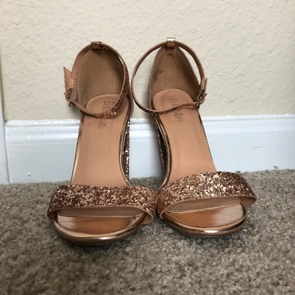 Rose Gold Glitter Block Heels - Picture 3 of 4